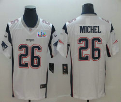 Nike New England Patriots #26 Sony Michel White Super Bowl LX 60 Patch Jersey