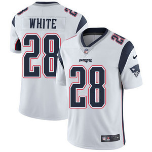 Nike New England Patriots #28 James White White Authentic Stitched NFL Jersey
