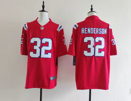 Nike New England Patriots #32 TreVeyon Henderson Red 2025 Draft Authentic Stitched NFL Jersey