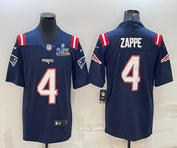 Nike New England Patriots #4 Bailey Zappe Blue Super Bowl LX 60 Patch Jersey