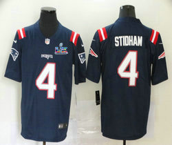 Nike New England Patriots #4 Jarrett Stidham Navy Super Bowl LX 60 Patch Jersey