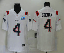 Nike New England Patriots #4 Jarrett Stidham White Super Bowl LX 60 Patch Jersey