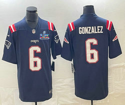 Nike New England Patriots #6 Christian Gonzalez Blue Super Bowl LX 60 Patch Jersey