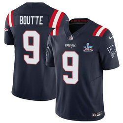 Nike New England Patriots #9 Kayshon Boutte Navy Super Bowl LX 60 Patch Jersey