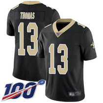 Nike New Orleans Saints #13 Michael Thomas With NFL 100th Season Patch Black Vapor Untouchable Authentic Stitched NFL jersey
