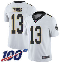 Nike New Orleans Saints #13 Michael Thomas With NFL 100th Season Patch White Vapor Untouchable Authentic Stitched NFL jersey