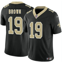 Nike New Orleans Saints #19 Barion Brown Black 2026 Draft Authentic Stitched NFL Jersey