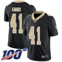 Nike New Orleans Saints #41 Alvin Kamara With NFL 100th Season Patch Black Vapor Untouchable Authentic Stitched NFL jersey