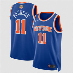 Nike New Yok Knicks #11 Jalen Brunson Blue 2026 Finals Patch Stitched NBA jersey