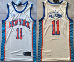Nike New Yok Knicks #11 Jalen Brunson Cream City With Advertising Jersey