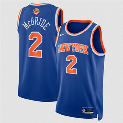 Nike New Yok Knicks #2 Miles McBride Blue 2026 Finals Patch Stitched NBA jersey