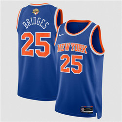 Nike New Yok Knicks #25 Mikal Bridges Blue 2026 Finals Patch Stitched NBA jersey