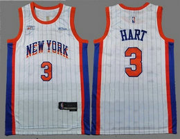 Nike New Yok Knicks #3 Josh Hart 2024-25 White City With Advertising Swingman Jersey