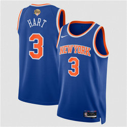 Nike New Yok Knicks #3 Josh Hart Blue 2026 Finals Patch Stitched NBA jersey