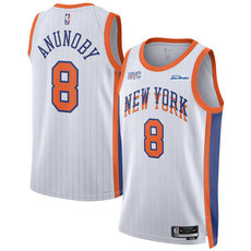 Nike New Yok Knicks #8 OG Anunoby White 2024-25 City Stitched NBA Jersey