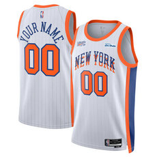 Nike New York KnicksActive Player Custom White 2024-25 City Stitched NBA Jersey