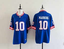 Nike New York Giants #10 Eli Manning Blue Throwback Authentic Stitched NFL Jersey