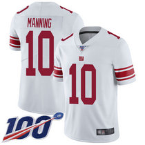 Nike New York Giants #10 Eli Manning With NFL 100th Season Patch White Vapor Untouchable Authentic Stitched NFL jersey