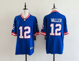 Nike New York Giants #12 Darren Waller Blue Throwback Authentic Stitched NFL Jersey