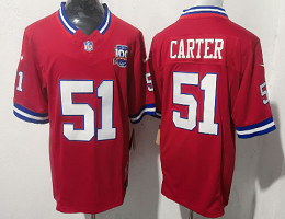 Nike New York Giants #51 Abdul Carter Red 100th Authentic Stitched NFL Jersey