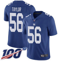 Nike New York Giants #56 Lawrence Taylor With NFL 100th Season Patch Blue Vapor Untouchable Authentic Stitched NFL jersey