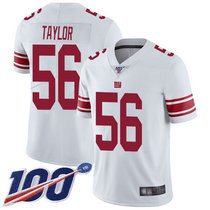 Nike New York Giants #56 Lawrence Taylor With NFL 100th Season Patch White Vapor Untouchable Authentic Stitched NFL jersey