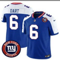 Nike New York Giants #6 Jaxson Dart Blue Thanksgiving F.U.S.E NFL Jersey