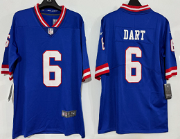 Nike New York Giants #6 Jaxson Dart Blue Throwback Authentic Stitched NFL Jersey