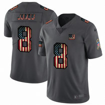 Nike New York Giants #8 Daniel Jones Tribute to retro flag Carbon black Authentic Stitched NFL Jersey