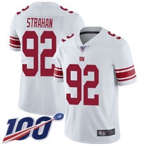 Nike New York Giants #92 Michael Strahan With NFL 100th Season Patch White Vapor Untouchable Authentic Stitched NFL jersey