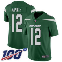 Nike New York Jets #12 Joe Namath With NFL 100th Season Patch Green Vapor Untouchable Authentic Stitched NFL jersey
