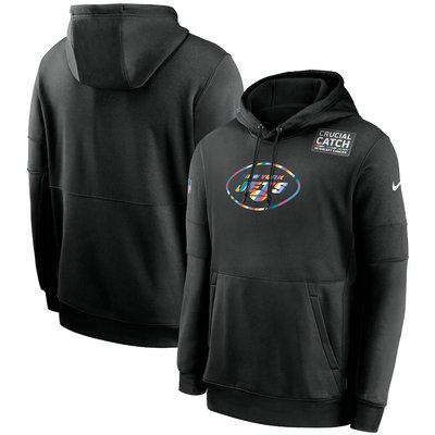 Nike New York Jets Black Crucial Catch Sideline Performance Pullover Hoodie 1
