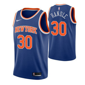 Nike New York Knicks #30 Julius Randle Blue Orange Number Game Authentic Stitched NBA Jersey
