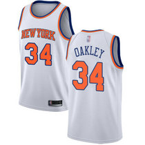 Nike New York Knicks #34 Charles Oakley White Game Authentic Stitched NBA Jersey