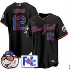 Nike New York Mets #12 Francisco Lindor Black 2025 Spring Training Stitched Baseball Jersey
