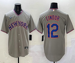 Nike New York Mets #12 Francisco Lindor Gray 2(II) Authentic Stitched MLB Jersey