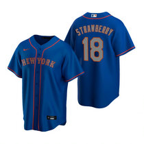 Nike New York Mets #18 Darryl Strawberry Blue Silver Number Game Authentic Stitched MLB Jersey