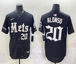 Nike New York Mets #20 Pete Alonso Black 5(V) Joint MLB Jersey