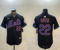 Nike New York Mets #22 Juan Soto Black with 22 Authentic Stitched MLB Jersey