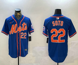 Nike New York Mets #22 Juan Soto Royal with 22 Authentic Stitched MLB Jersey