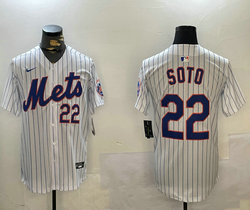 Nike New York Mets #22 Juan Soto White with 22 Authentic Stitched MLB Jersey