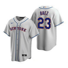 Nike New York Mets #23 Javier Baez Gray Game Authentic Stitched MLB Jersey