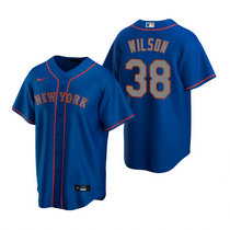 Nike New York Mets #38 Justin Wilson Royal Silver Number Game Authentic Stitched MLB Jersey