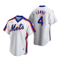 Nike New York Mets #4 Jed Lowrie White Cooperstown Collection Game Authentic Stitched MLB Jersey