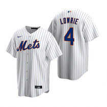 Nike New York Mets #4 Jed Lowrie White Game Authentic Stitched MLB Jersey