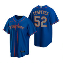 Nike New York Mets #52 Yoenis Cespedes Royal Silver Number Game Authentic Stitched MLB Jersey