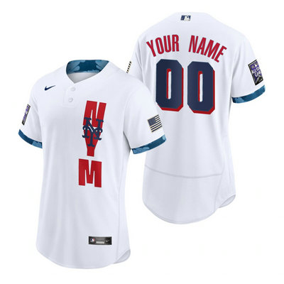 Nike New York Mets Custom Any Name 2021 All star White Game Authentic Stitched MLB Jersey