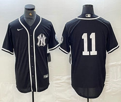 Nike New York Yankees #11 Anthony Volpe Black Stripe Logo Joint Stitched MLB Jersey