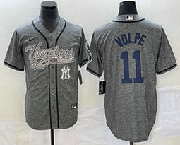 Nike New York Yankees #11 Anthony Volpe Hemp grey Joint Team Patch on front Stitched MLB Jersey