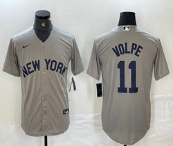 Nike New York Yankees #11 Anthony Volpe With Name Grey Field of Dreams Authentic Stitched MLB Jersey